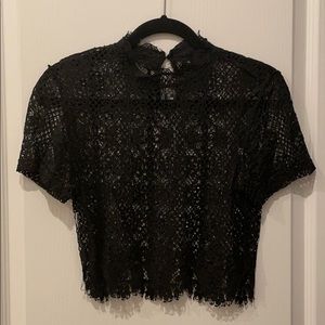 Zara Black Lace Cropped Top, Size Medium.